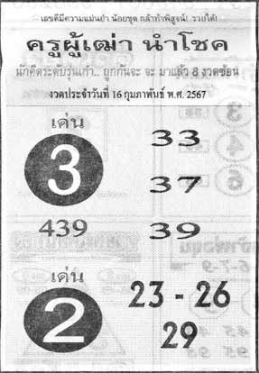 ครูผู้เฒ่านำโชค16-2-67